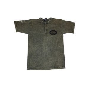 VTG 90s Harley Davidson Button Motorcycle T-Shirt Mens Brown/Black 3D Tag Medium